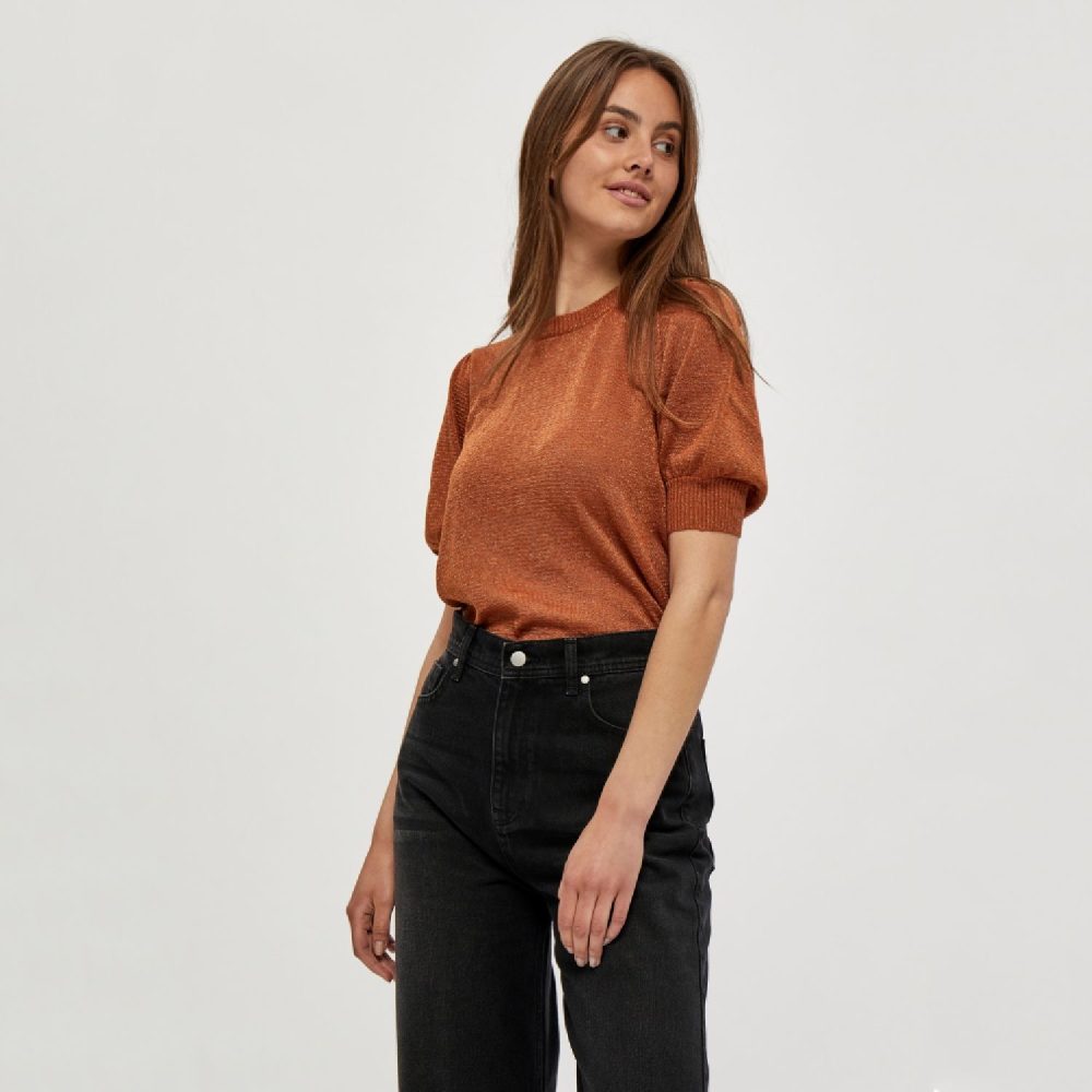 Liva Knit Tee Burned Hazel Lurex | Minus