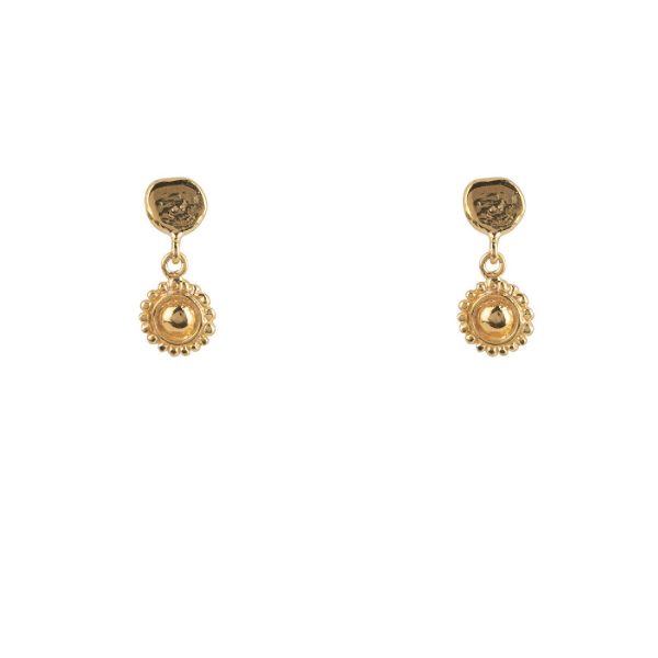 Flat Coin Flower Stud Earring Gold Plated | Betty Bogaers