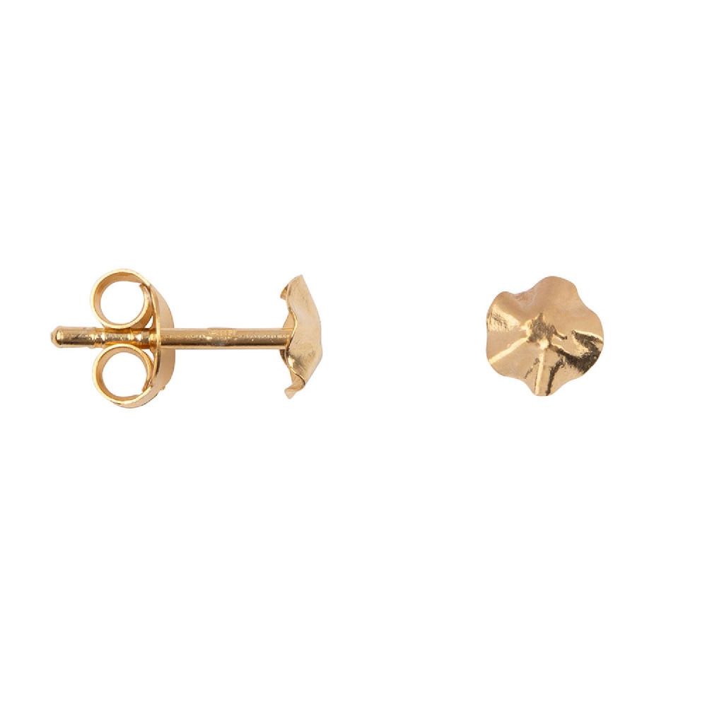 Folded Round Mini Stud Earring Gold Plated | Betty Bogaers