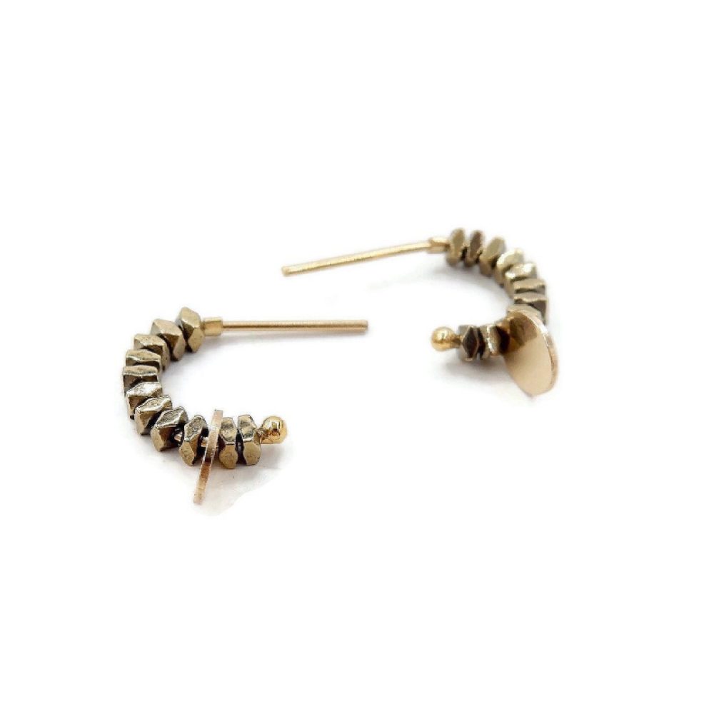 Faceted gold Hematite gemstones hoops | Gnoes