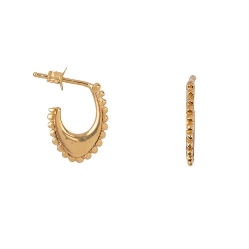 Dotted Half Oval Stud Earring Gold Plated | Betty Bogaers
