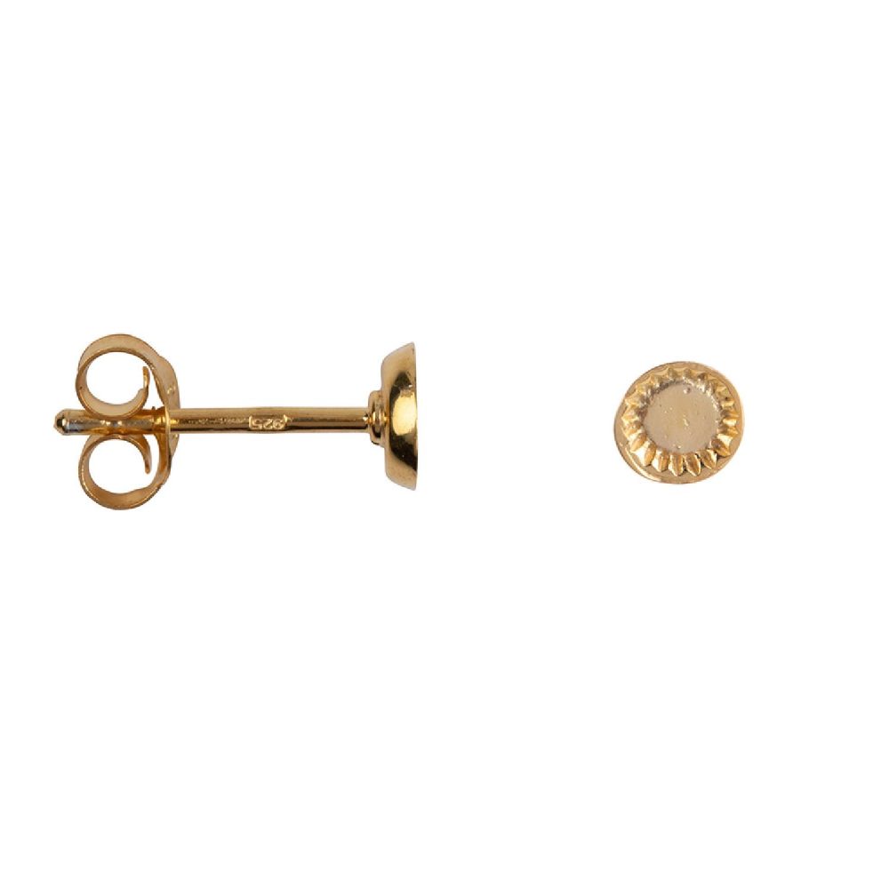Ribbed Circle Stud Earring Gold Plated | Betty Bogaers