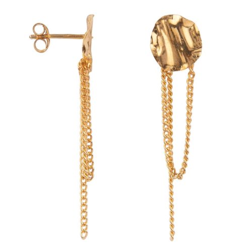 Folded Medium Round Chain Stud Earring Gold Plated | Betty Bogaers