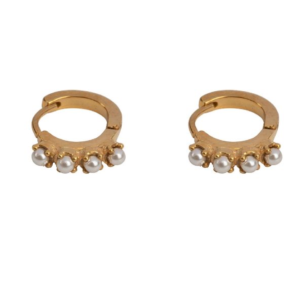 Four Pearls Hoop Earring Gold Plated | Betty Bogaers