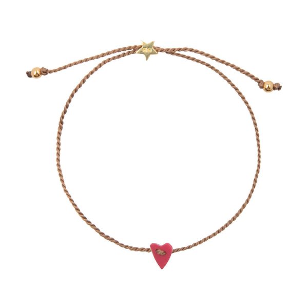 Resin Heart Bracelet Gold Plated Dark Pink | Betty Bogaers