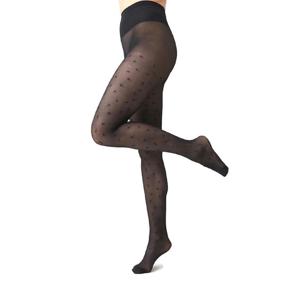 Alex Bird Tights Black | Swedish Stockings