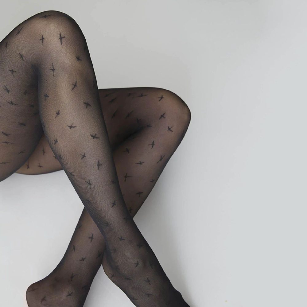 Alex Bird Tights Black | Swedish Stockings