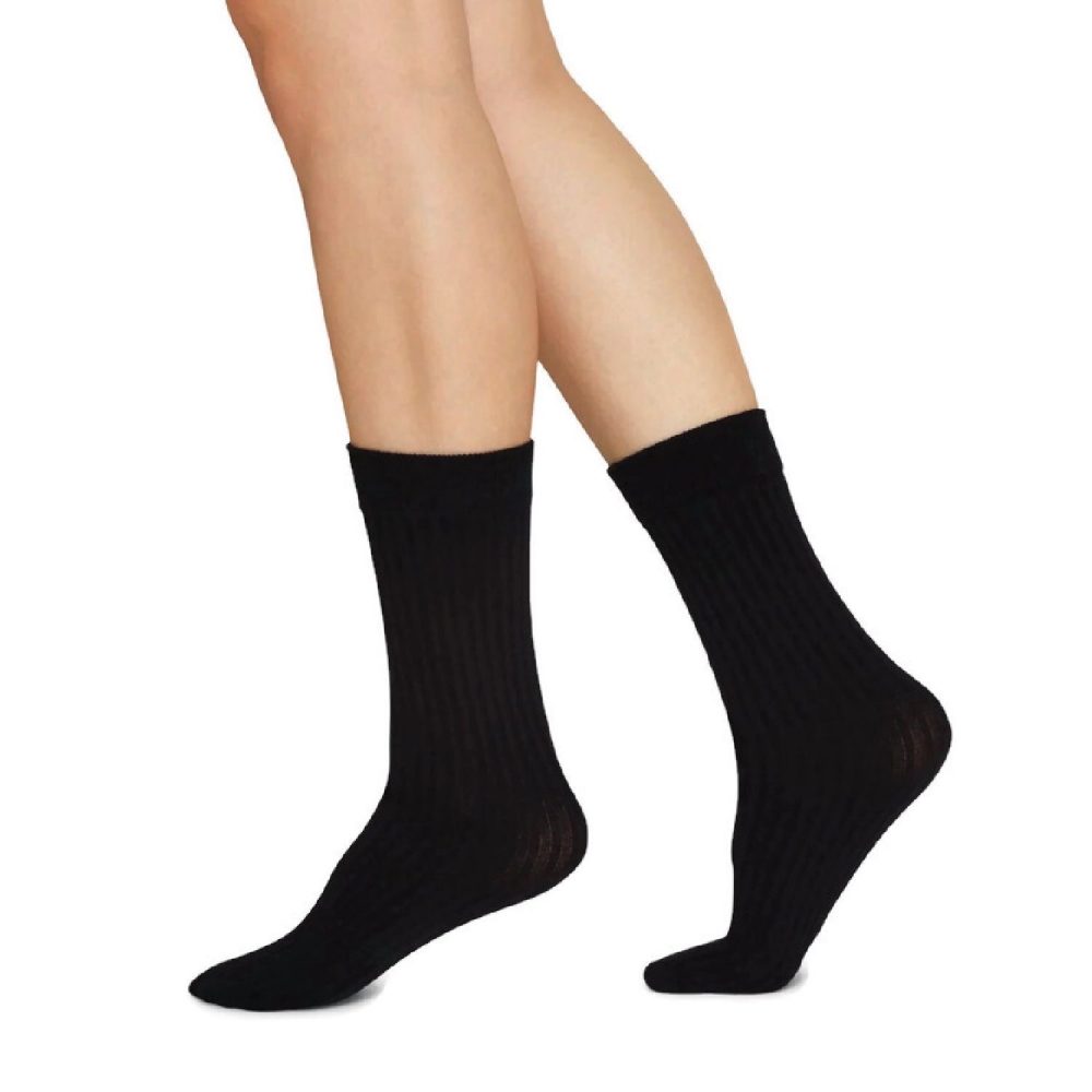 Signe Organic Cotton Socks - Black | Swedish Stockings