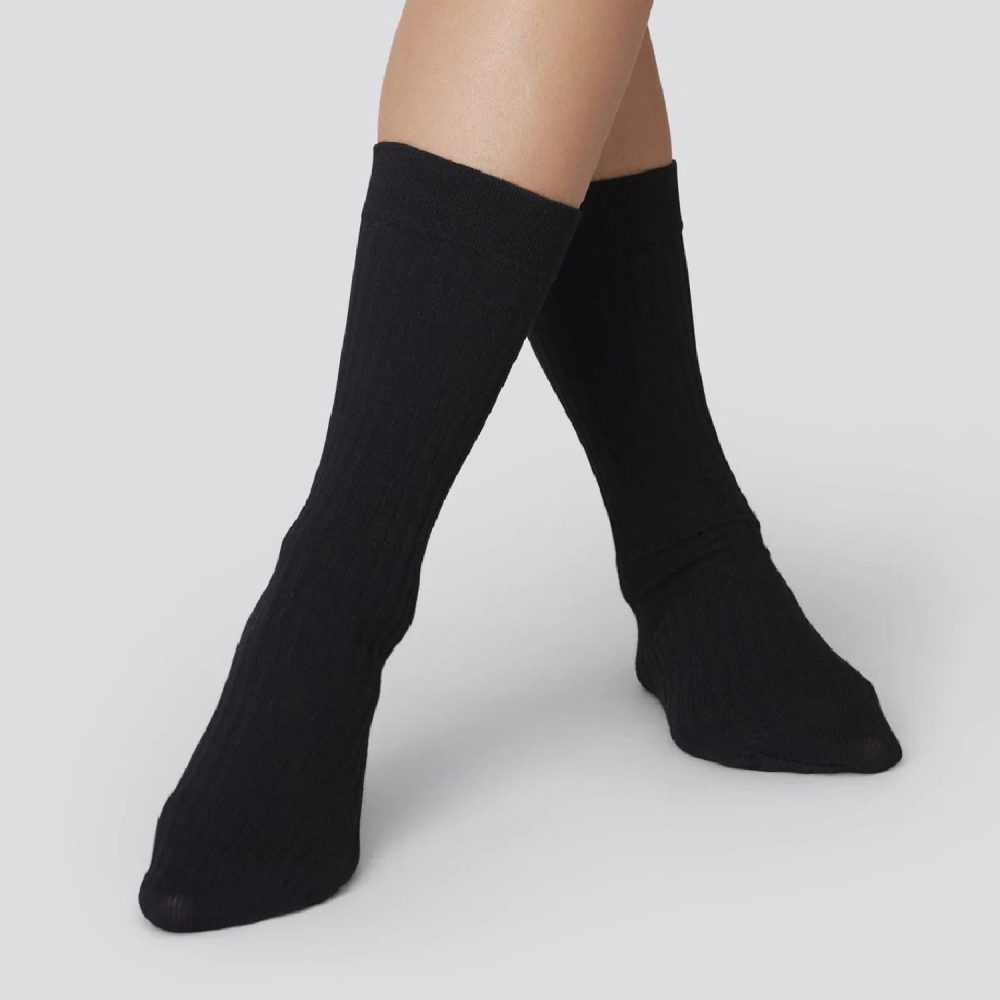 Signe Organic Cotton Socks - Black | Swedish Stockings