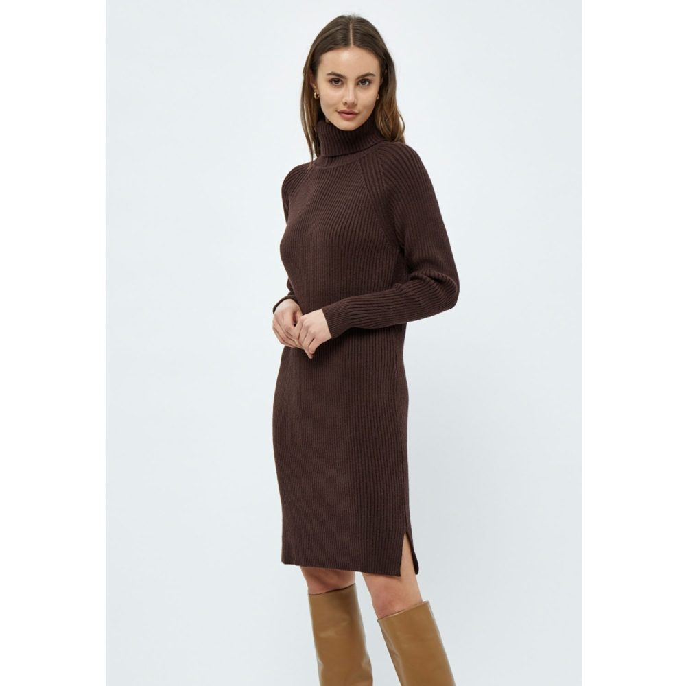 Ava Knit Turtleneck Dress Slate Brown | Minus