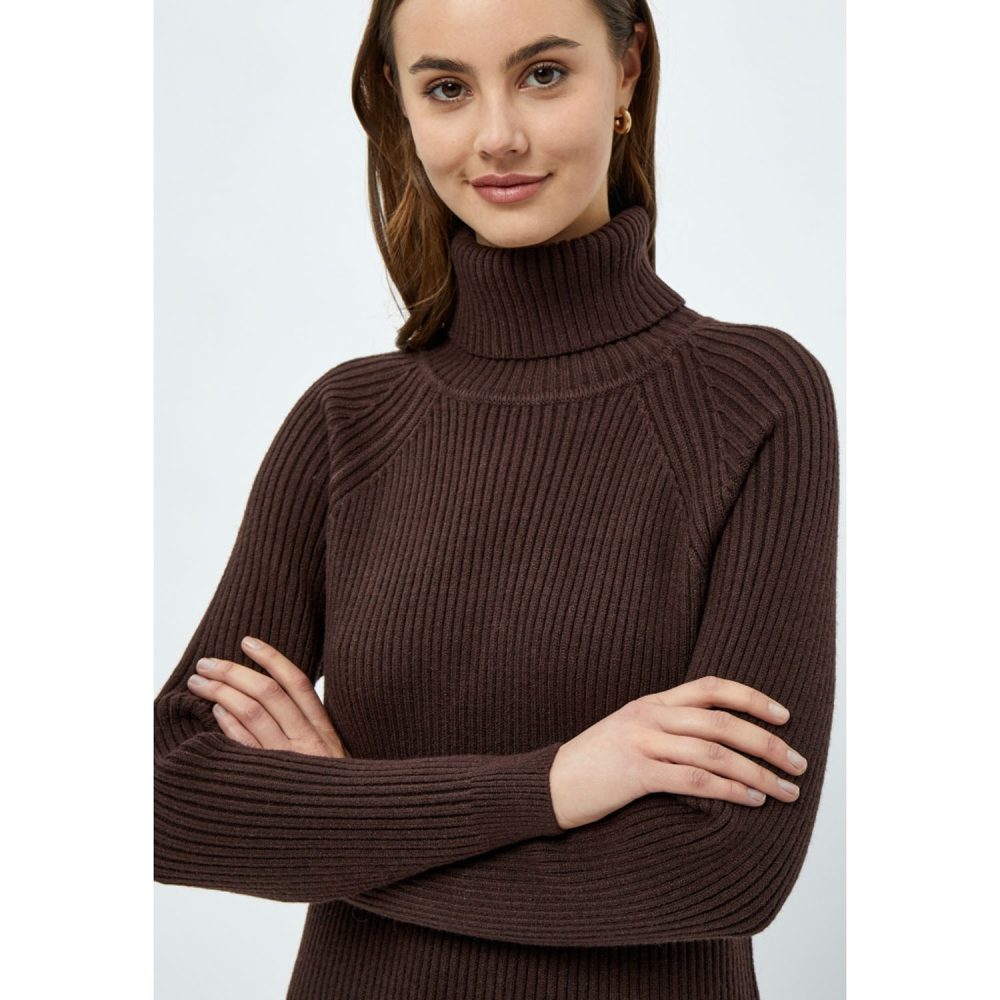 Ava Knit Turtleneck Dress Slate Brown | Minus