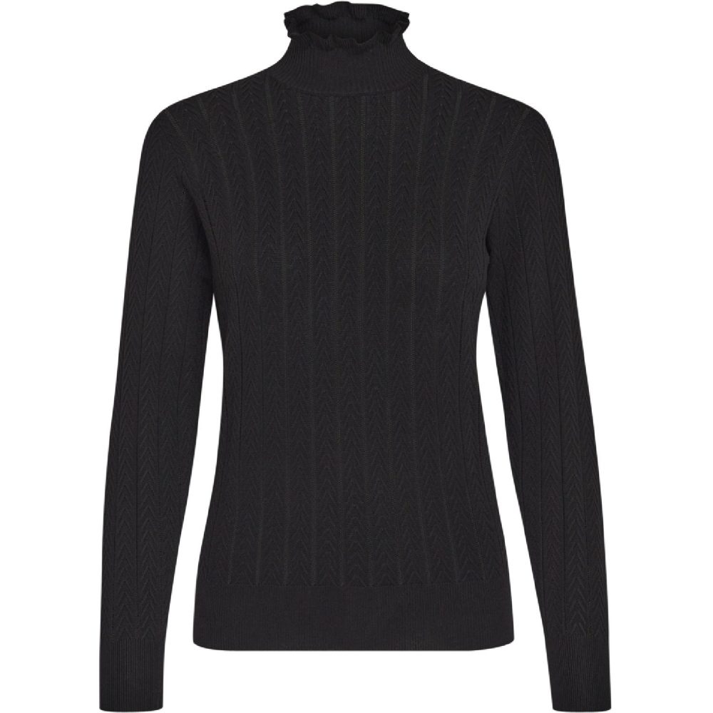 Tana Ruffle Pullover Black | Peppercorn