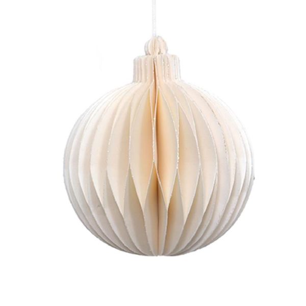Ivory-Honeycomb ornament Christmas bol | Only Natural