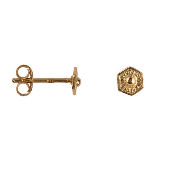 Antique Honeycomb Stud Earring Gold Plated | Betty Bogaers