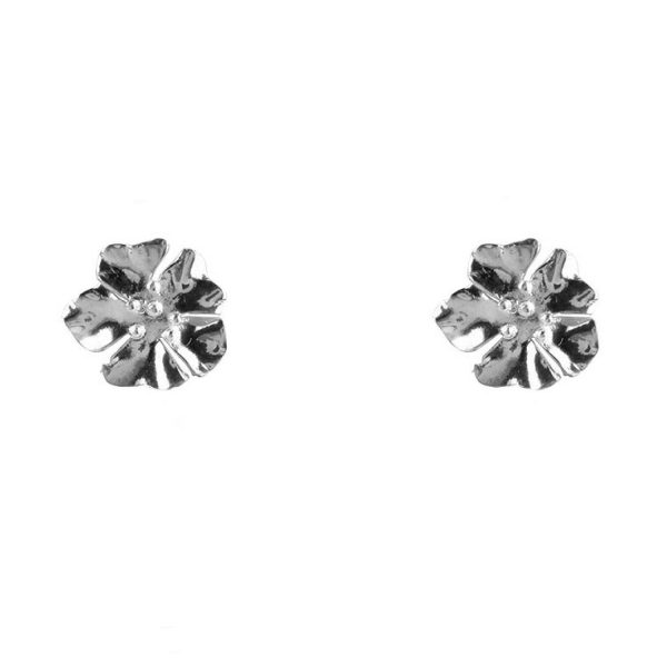 Medium Folded Flower Stud Earring Silver | Betty Bogaers