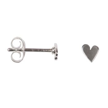 Assymetric Hearts Stud Earring Silver | Betty Bogaers