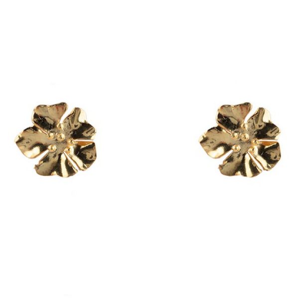 Medium Folded Flower Stud Earring Gold Plated | Betty Bogaers
