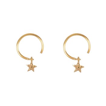 Open Ring Earring Folded Star Gold Plated | Betty Bogaers