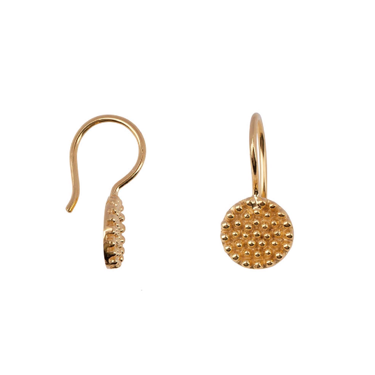 Round Dotted Hook Earring Gold Plated | Betty Bogaers