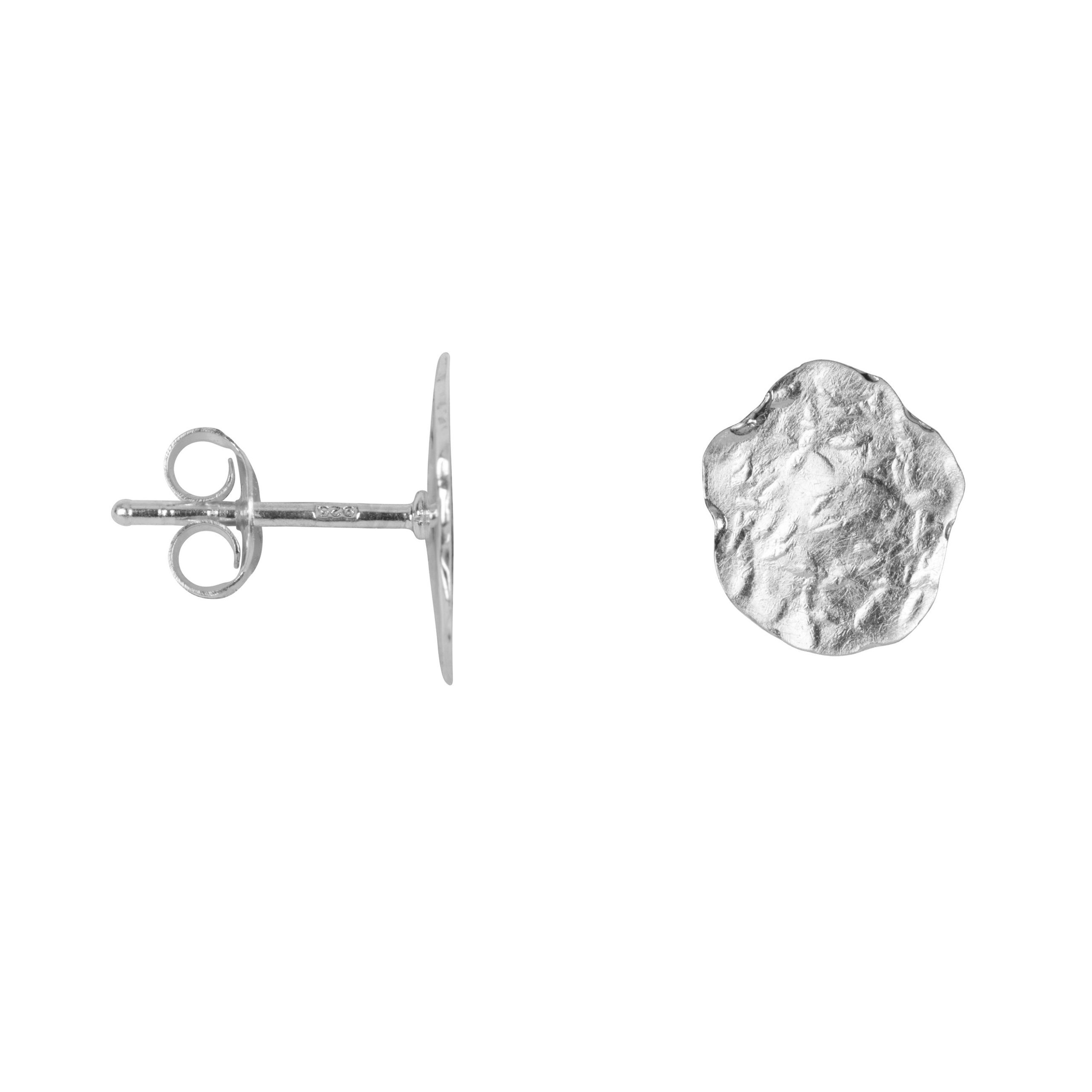 Hammered Flat Coin Stud Earring Silver | Betty Bogaers