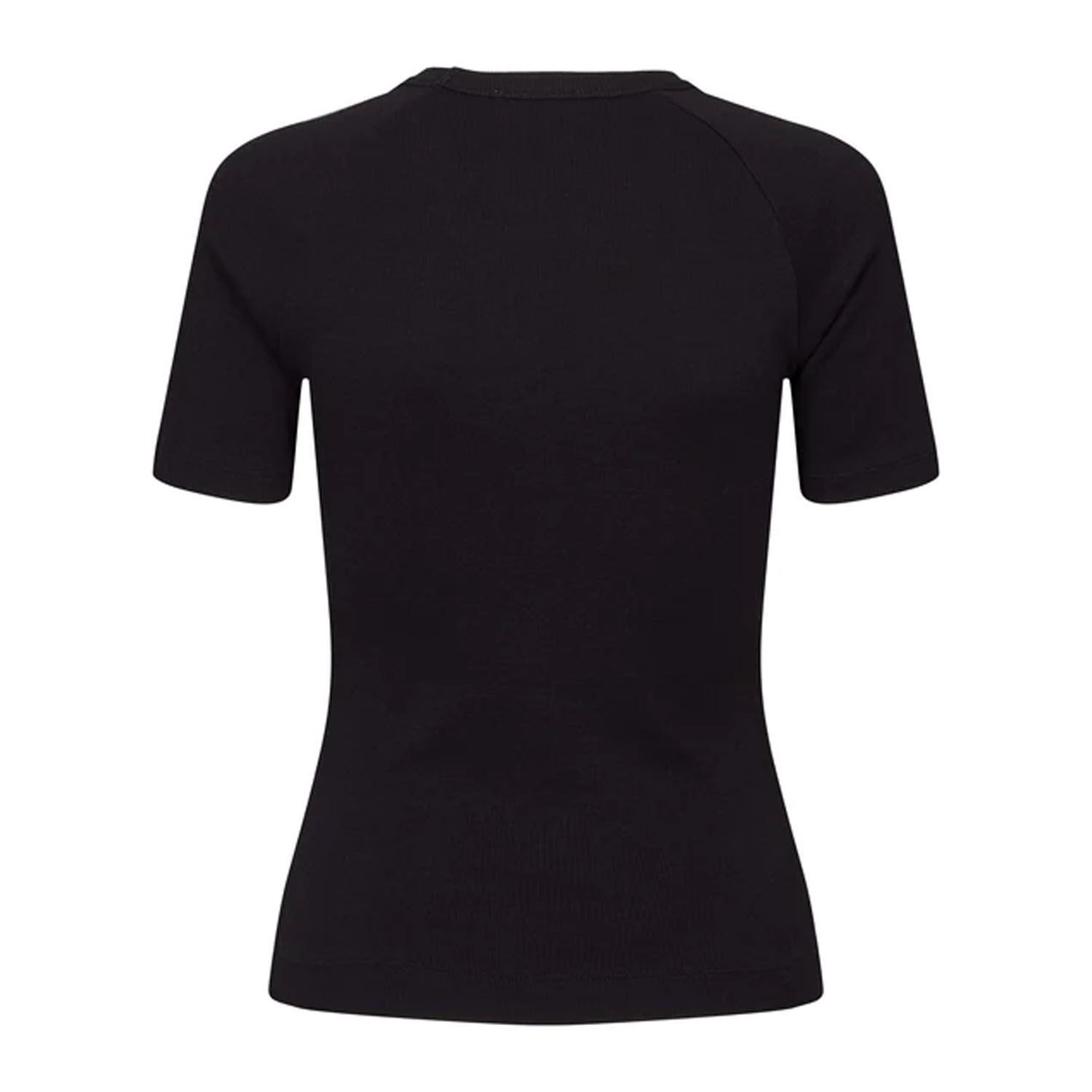 Blossom SS O-neck Rib T-shirt Black | Esme Studios