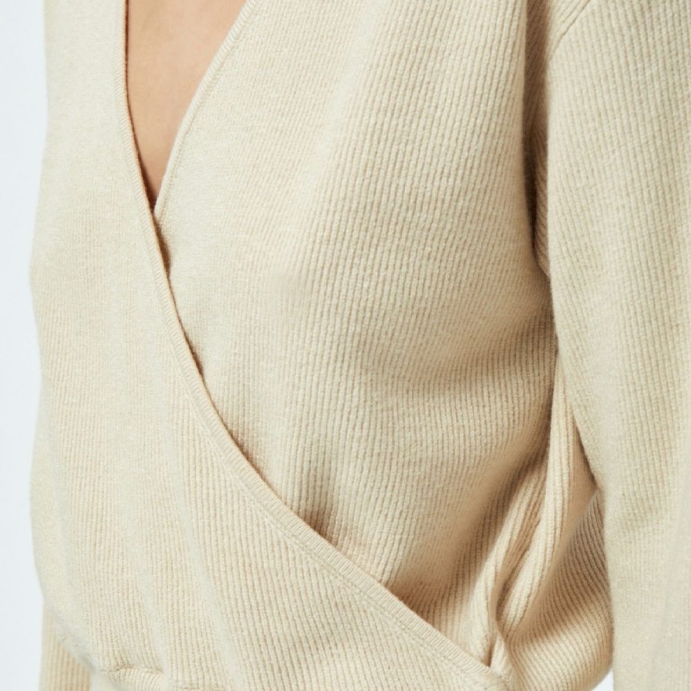 Aline Wrap Knit Pullover Nomad Sand | Minus