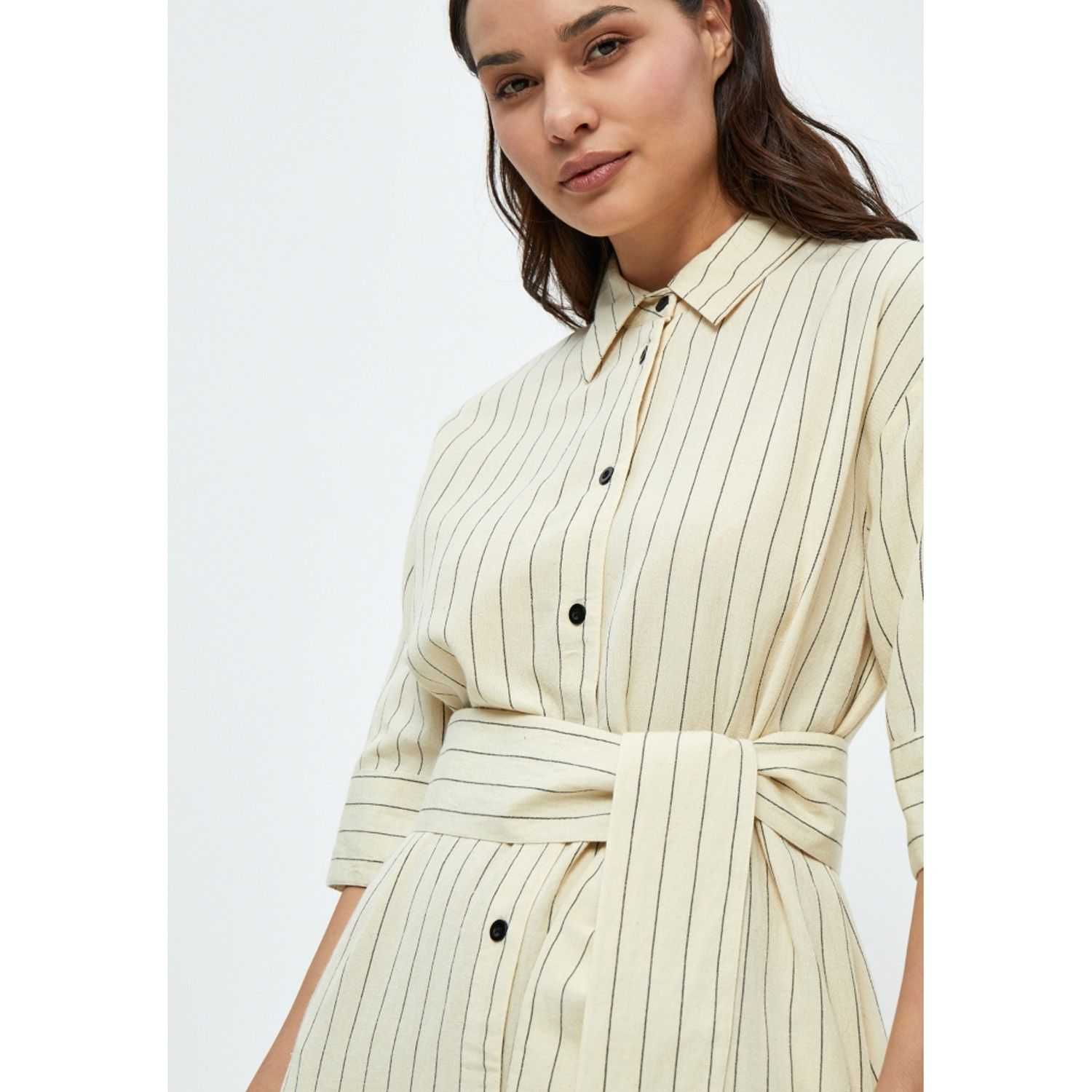 Heddie Shirt Dress Warm Sand Stripe | Peppercorn