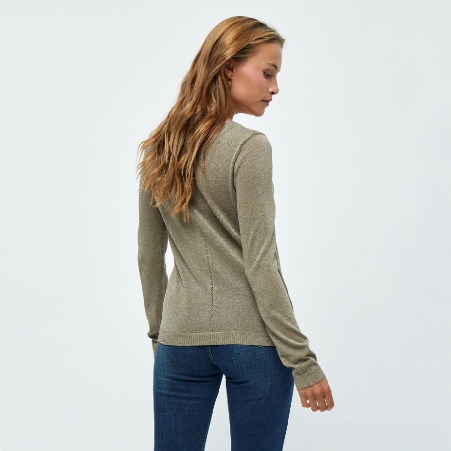 Laura Knit Cardigan Wood Smoke Lurex | Minus