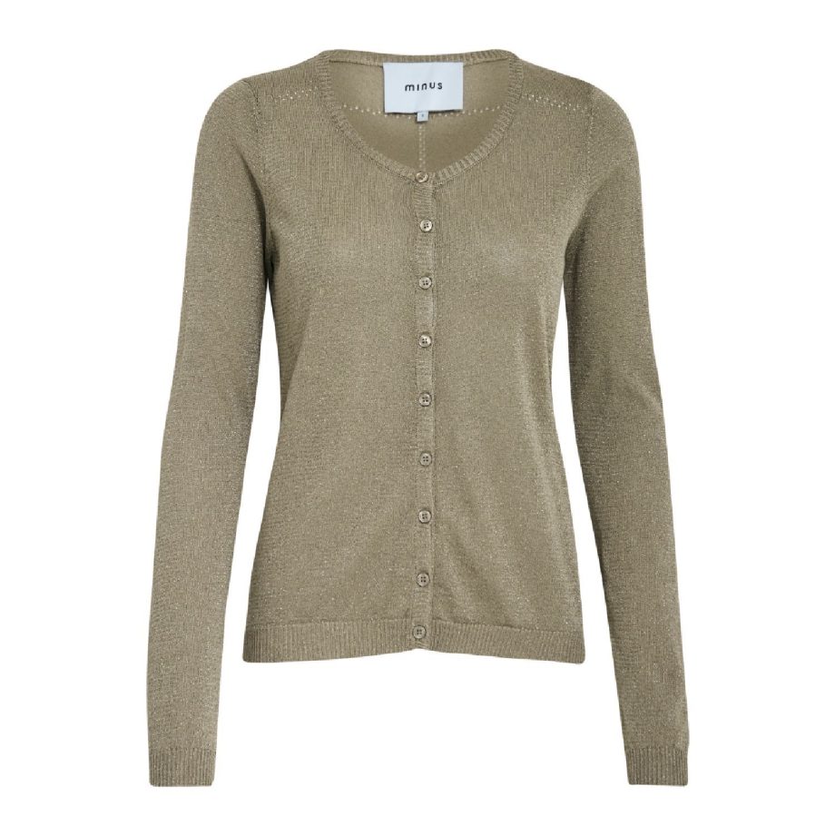 Laura Knit Cardigan Wood Smoke Lurex | Minus