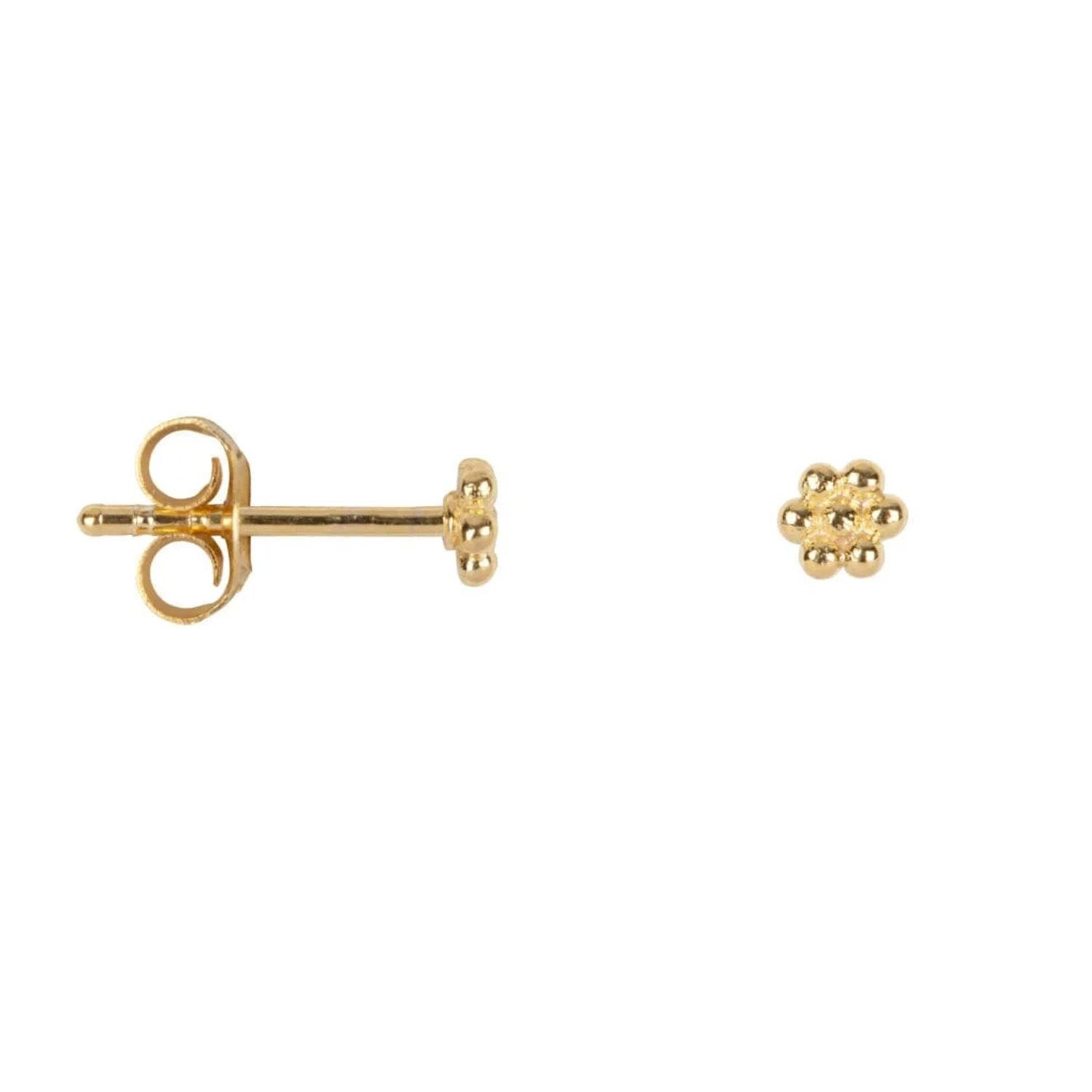 Dotted Round Flower Stud Earring Gold Plated | Betty Bogaers