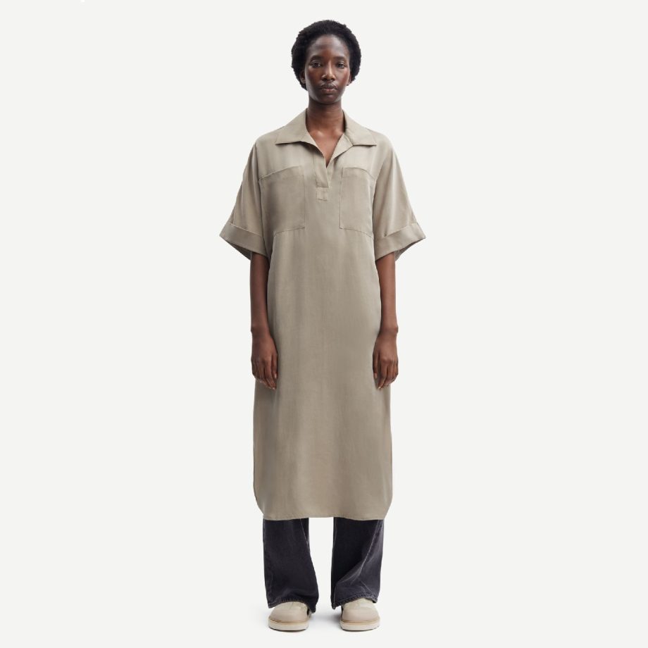 Mina Long Dress Silver Sage | Samsøe Samsøe