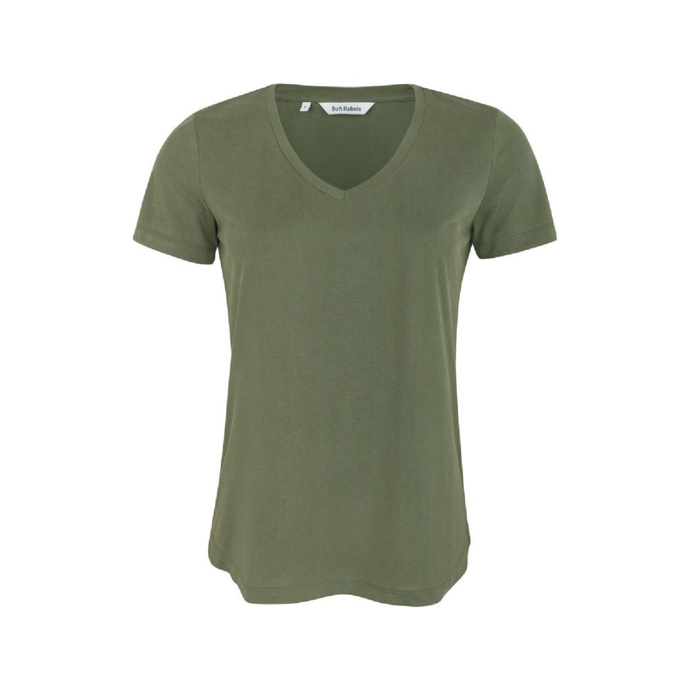 Ella V-neck T-shirt Deep Lichen Green | Soft Rebels