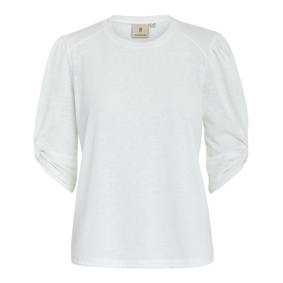 Liv Round Neck Half Sleeve T-Shirt White | Peppercorn