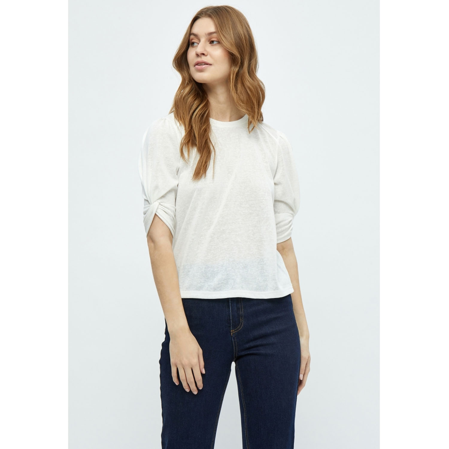 Liv Round Neck Half Sleeve T-Shirt White | Peppercorn