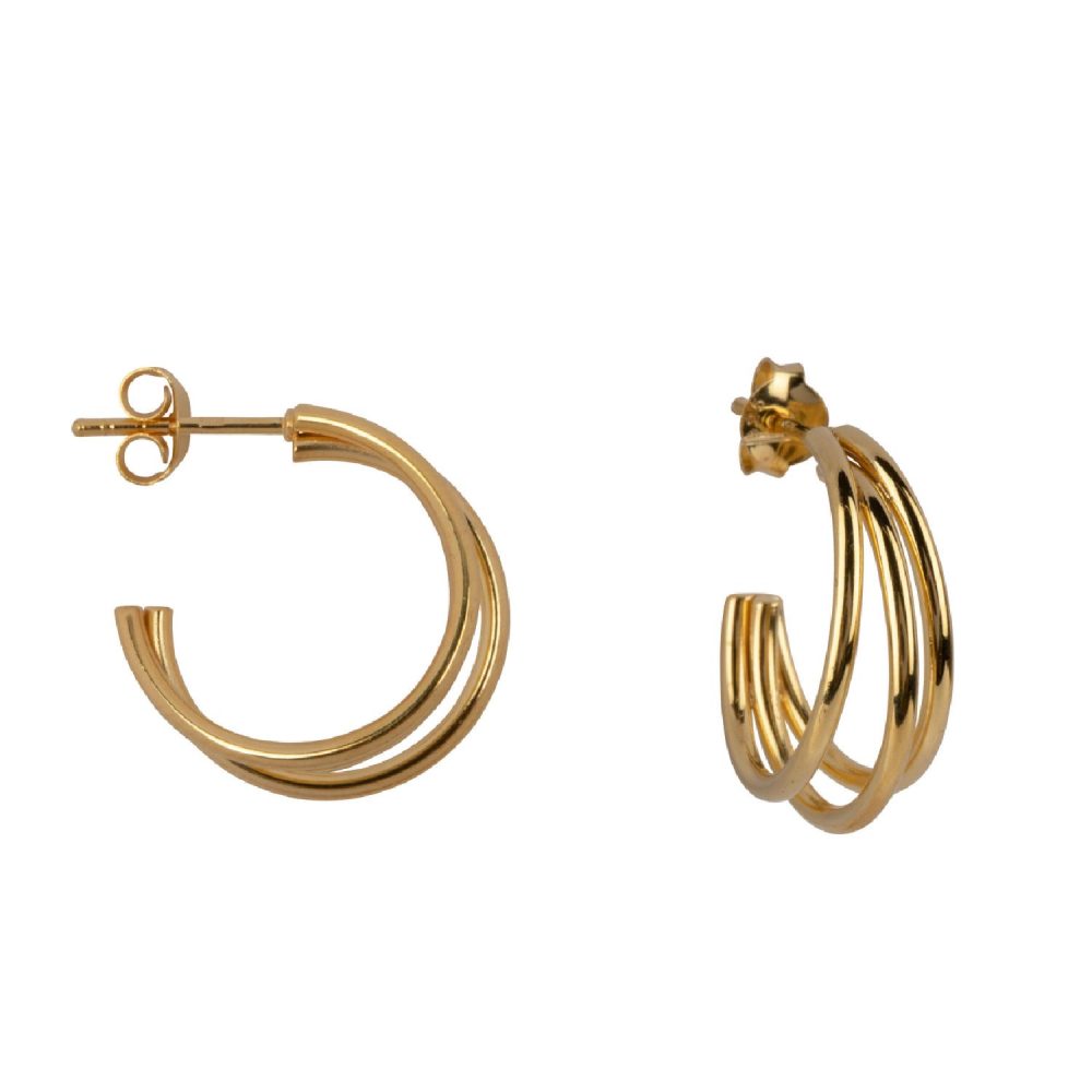 Three Hoop Large Hoop Stud Earring Gold Plated | Betty Bogaers