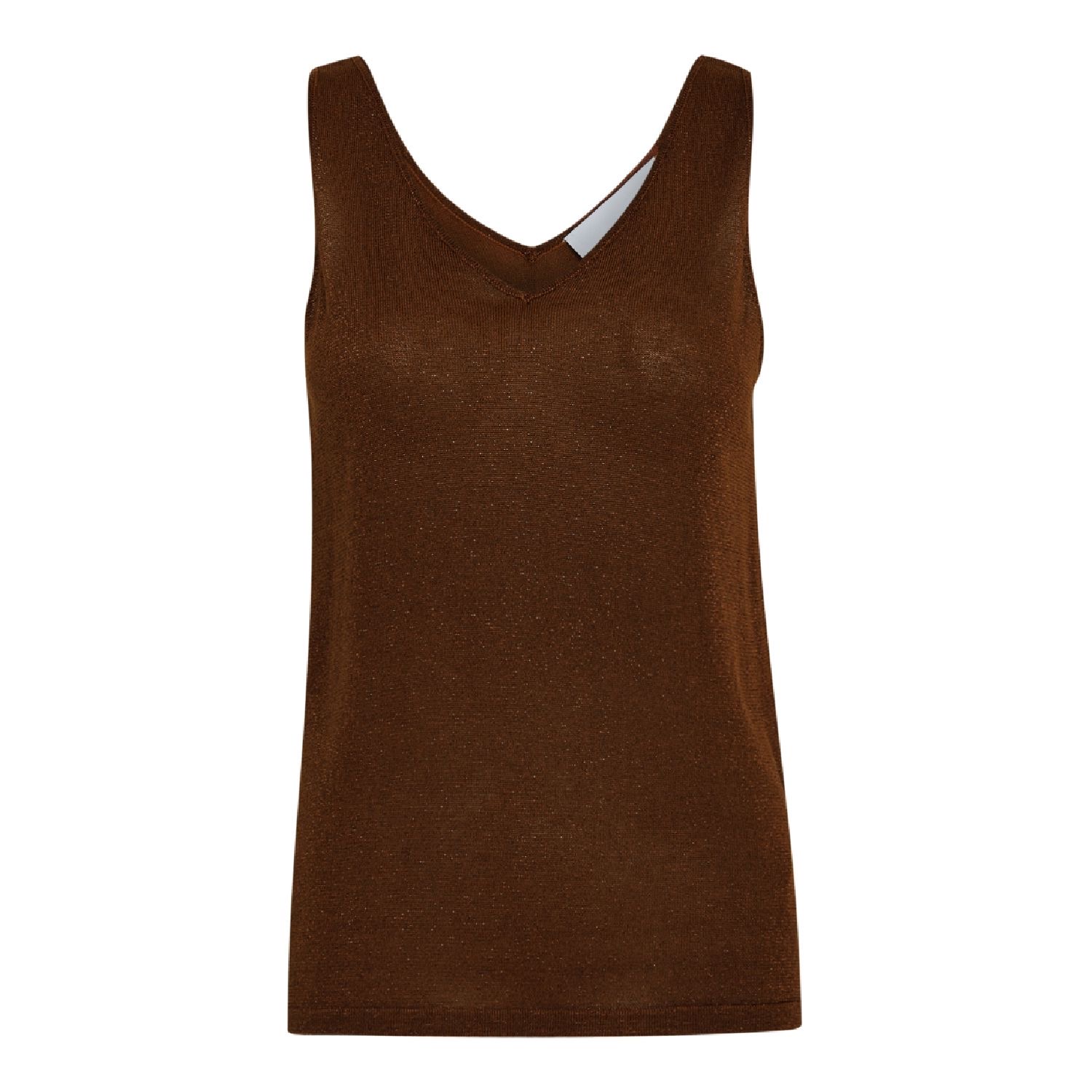 Dark Cinnamon Brown Metallic Carli Knit Top | Minus