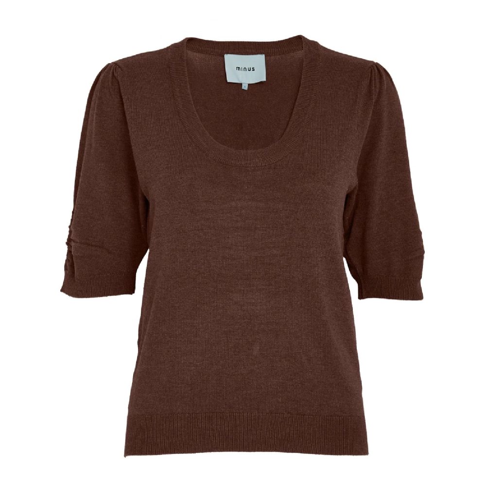 Pam Knit T-Shirt Dark Cinnamon Brown | Minus