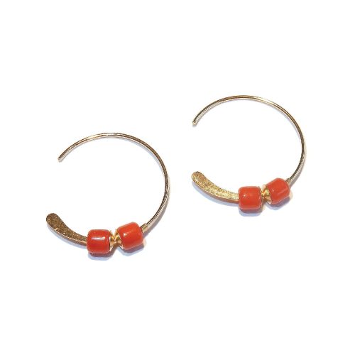 Earrings Red Coral 3/4 Hoops | Gnoes