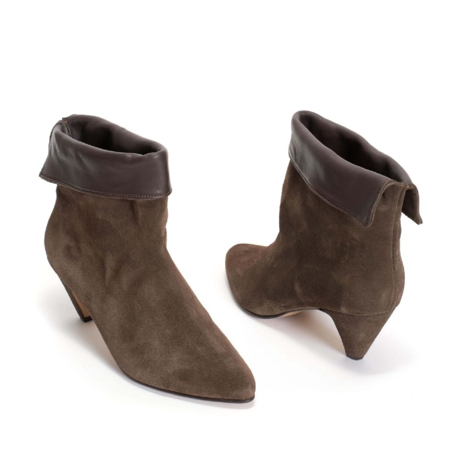 Eden Heels Calf Suede Shiny Lamb Coffee Brown | Anonymous