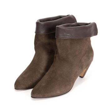 Eden Heels Calf Suede Shiny Lamb Coffee Brown | Anonymous