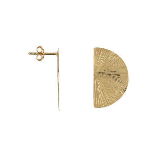 Ribbed Half Moon Earring Gold Plated | Betty Bogaers