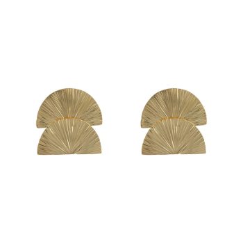 Ribbed Double Half Moon Earring Gold Plated | Betty Bogaers