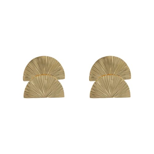 Ribbed Double Half Moon Earring Gold Plated | Betty Bogaers