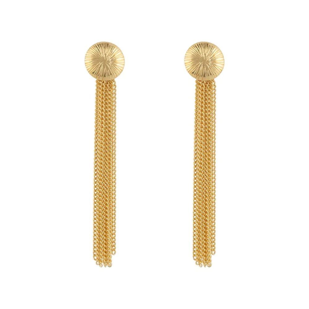 Ribbed Medium Moon Chain Stud Earring Gold Plated | Betty Bogaers