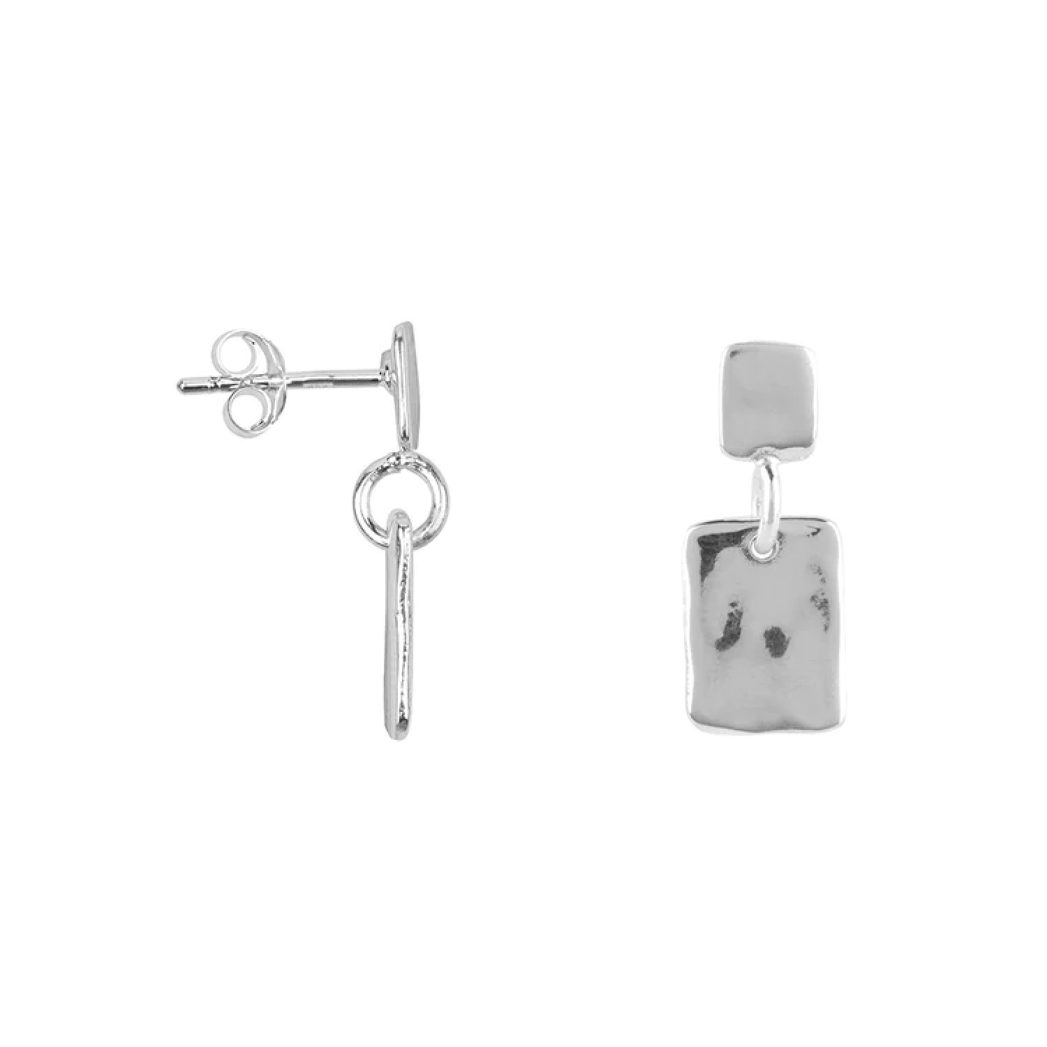 Hammered Double Rectangle Stud Earring Silver | Betty Bogaers