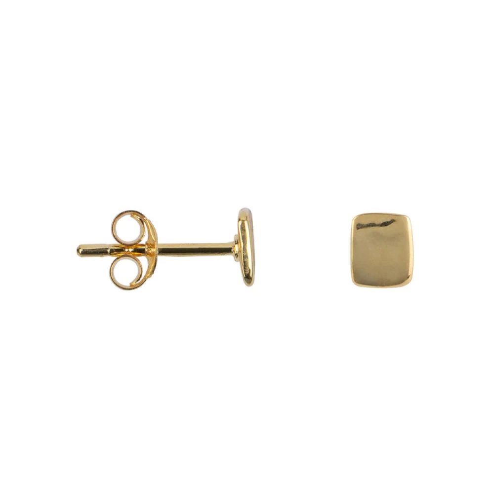 Hammered Small Rectangle Stud Earring Gold Plated | Betty Bogaers