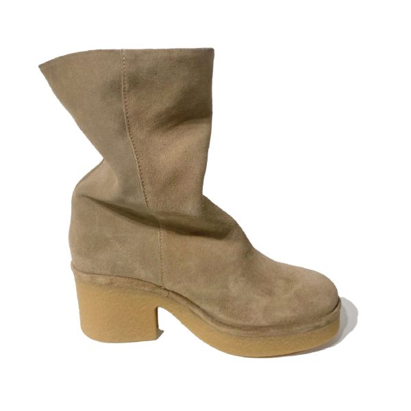 Dolly Crepe Platform Calf Suede Mushroom | Anonymous