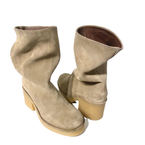 Dolly Crepe Platform Calf Suede Mushroom | Anonymous