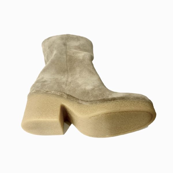 Dolly Crepe Platform Calf Suede Mushroom | Anonymous