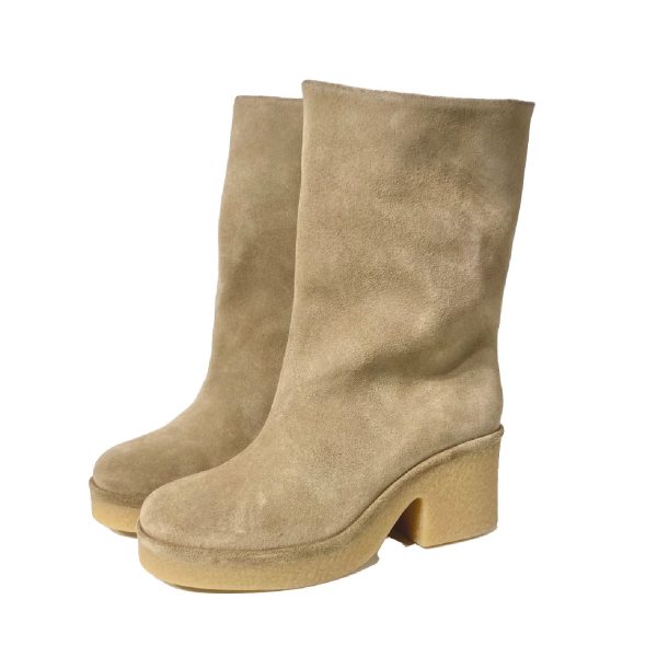 Dolly Crepe Platform Calf Suede Mushroom | Anonymous